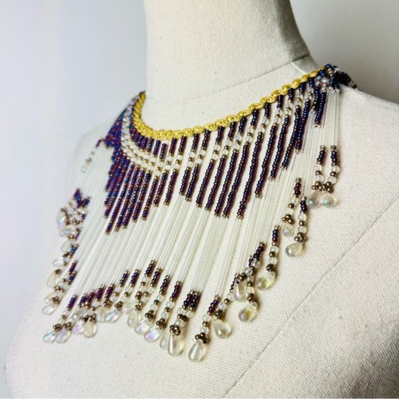 Vintage Gorgeous Beaded Lampshade Necklace - Picture 3 of 9